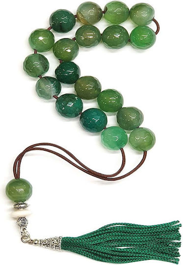 Roloi Komboloi Agate Worry Beads Green 30cm