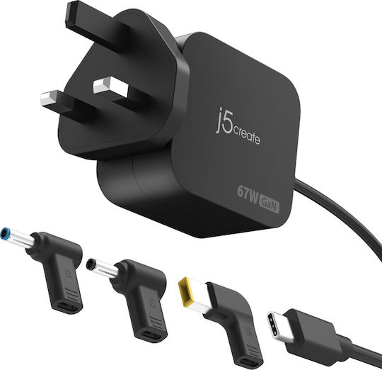 J5create USB-C Laptop Charger 67W for Apple / HP with Detachable Power Cable