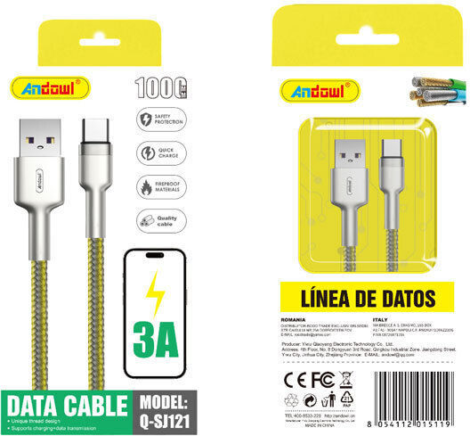 Равен USB 2.0 Кабел USB-C мъжки - USB-A мъжки 1м