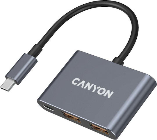 Canyon Hub 3 Θυρών USB 3.2 με σύνδεση USB-C Γκρι
