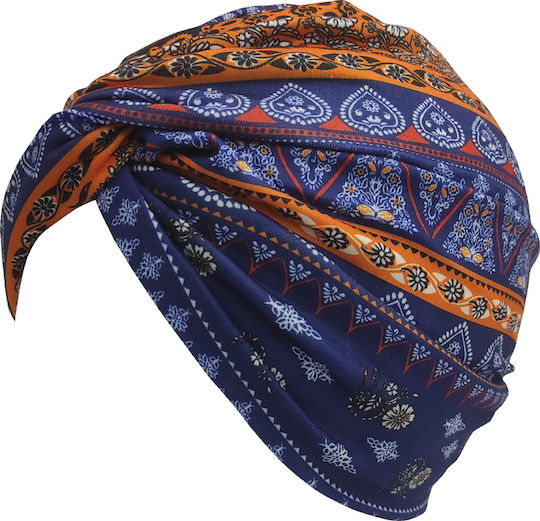 Brims Trims Women's Turban Orange Blue