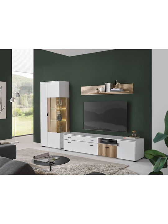 Wohnzimmer TV-Einheit Belmelu 123 Δρυς, Άσπρο m...