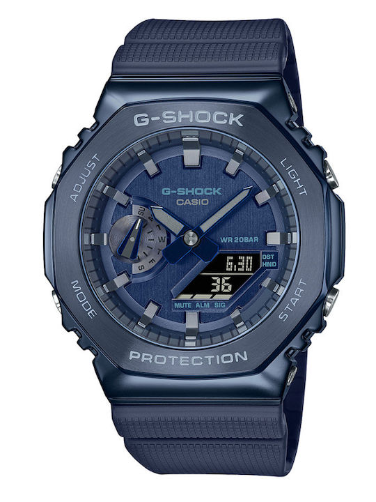 Casio G-shock Analog/Digital Men's Watch Battery with Blue Rubber Strap