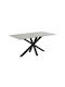 Norsica 446 Table Dining Room with Ceramic Surface Grey, Black 160x90x76cm