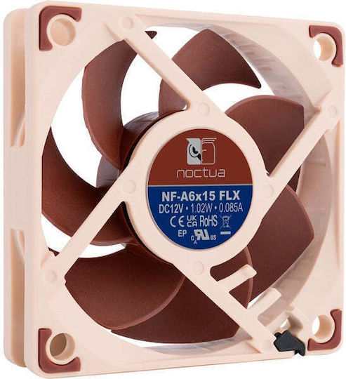 Noctua NF-A6x15 FLX Case Fan 60mm 3500rpm 13.77cfm Without LED Lighting and 3-Pin Connection Brown