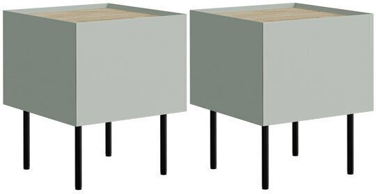 Bedside Table Melbela 108 Wooden with Metal Legs Green 40x41x61cm