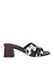 Leather Mules with Low Heel in Brown Color