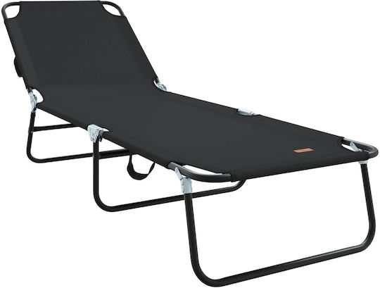 vidaXL Foldable Metallic Beach Sunbed Black 56x189x87cm