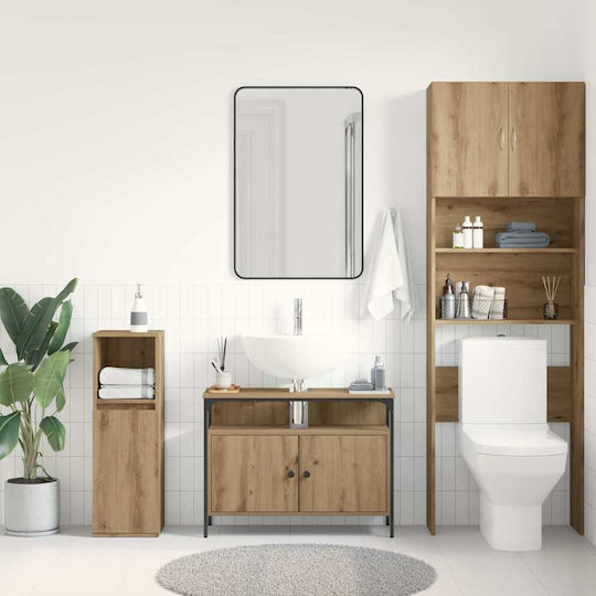 vidaXL Waschtisch mit Waschbecken L80xB30xH60cm Walnut