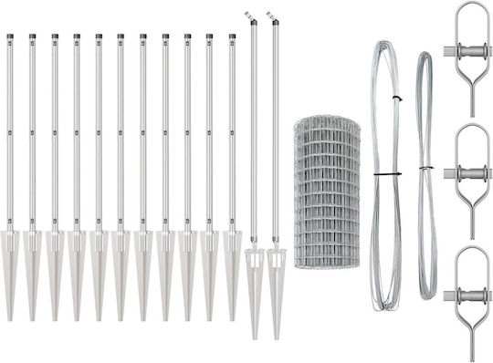 vidaXL Galvanized Concertina Wire Fencing Set Silver 0.6x25m