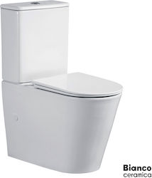Bianco Ceramica Stehende Toilette Randlos mit Spülung mit Schlank Deckel Sanftes Schließen Weiße