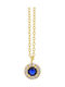 Prince Silvero Rosette Necklace Made of Gold Plated Silver with Blue Zircon