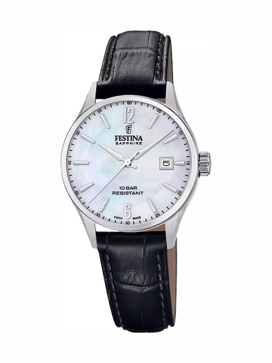 Festina Damen Uhr mit Schwarz Lederarmband
