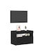 Wooden Bedside Table Black Oak 60x35x40cm