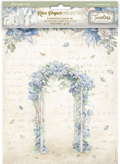Set of 6 Decoupage Rice Papers Stamperia 21x29cm A4 Timeless