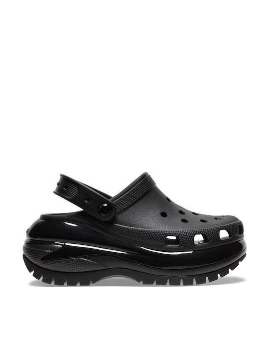 Crocs Classic Mega Crush Γυναικεία Σαμπό Μαύρα