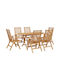 Set Sala De Mese Pentru Exterior 7 Piese Maro