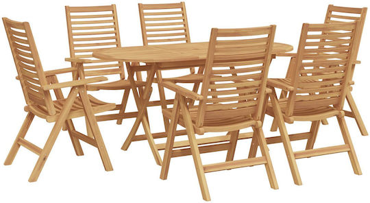 Set Sala De Mese Pentru Exterior 7 Piese Maro