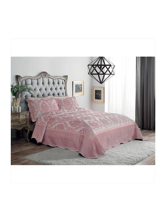 Tac Σετ Κουβερλί King Size από Πολυεστέρα Pink 250x260cm 3τμχ