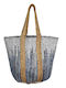 Aquablue Straw Beach Bag with Ethnic design Blue
