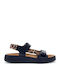 Leather Women's Flat Sandals Anatomic with Strap in Black Color