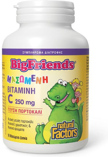 Natural Factors Vitamin C for Immune System Boost, the Skin & Antioxidant Action 250mg Orange 120 Tablets 90 chewable tabs