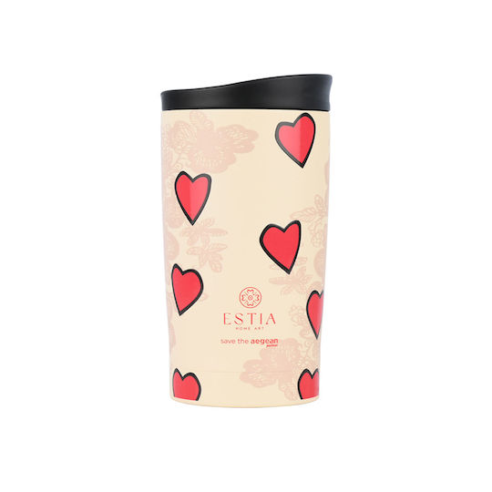 Estia Travel Mug Save The Aegean Ανακυκλώσιμο Ποτήρι Θερμός Ανοξείδωτο BPA Free 350ml Tender Lace