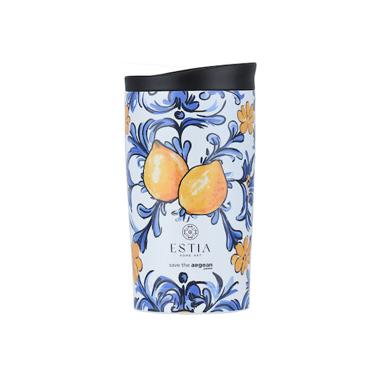Estia Travel Mug Save The Aegean Ανακυκλώσιμο Ποτήρι Θερμός Ανοξείδωτο BPA Free 350ml Amalfi Coast