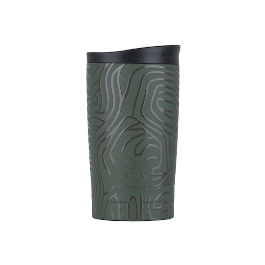 Estia Travel Mug Save The Aegean Ανακυκλώσιμο Ποτήρι Θερμός Ανοξείδωτο BPA Free 350ml Olive Flow