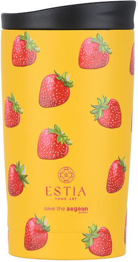 Estia Travel Mug Save The Aegean Glas Thermosflasche Rostfreier Stahl BPA Frei 350ml Berry Bright