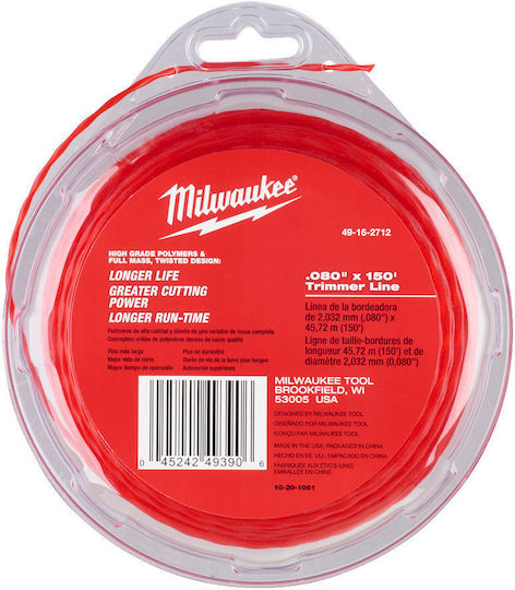 Milwaukee 49162712 Μεσινέζα Στριφτή Μήκους 45m και Πάχους 2mm