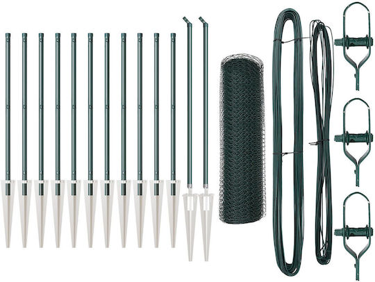vidaXL vidaXL Verzinktes Stacheldraht Drahtzaun Set Grün 0,4x25m