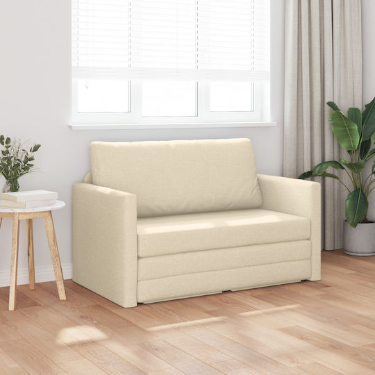 Two-Seater Couch Bed Cream 124x71x78 cm