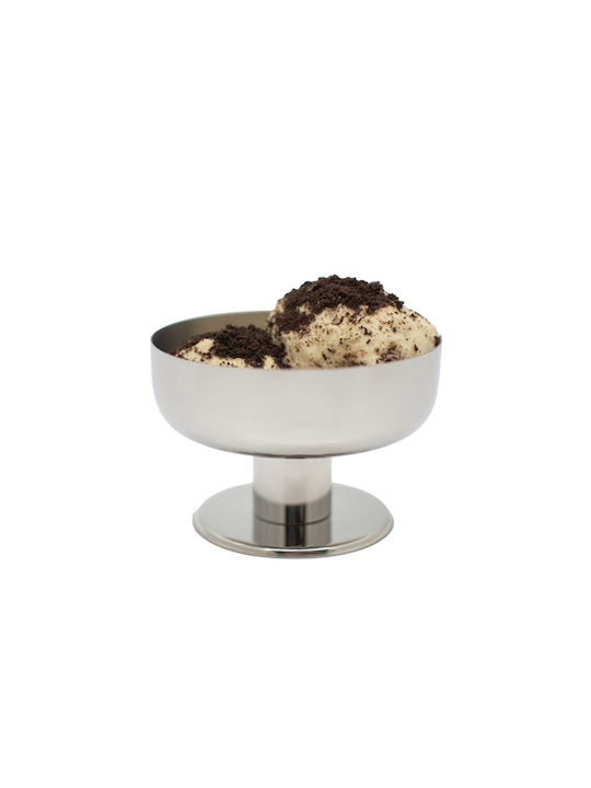 Leg Ice Cream Serving Bowl Round Inox Silver with Diameter 10.5cm