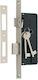 Innentürschloss Quadratplatte Abstand 40x90 Nickel Matt