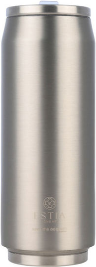 Estia Travel Cup Save the Aegean Recyclable Glass Thermos Stainless Steel / Plastic BPA Free 500ml Steel Flow with Straw