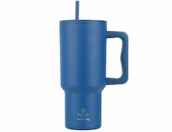 Estia Straw Tumbler XL Save the Aegean 900ml Denim Blue