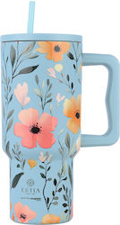 Estia Straw Tumbler XL Save the Aegean 900ml Sky Garden