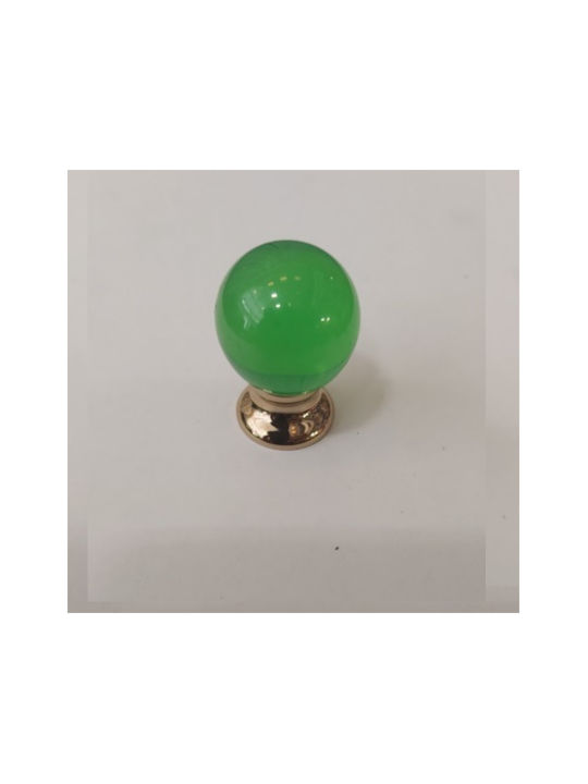 Knopf Möbelgriff aus Glas Glossy Green - Gold Ø25mm 019598 1Stück