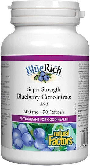 Natural Factors Bluerich 500mg Supplement for Stress 60 Softgels