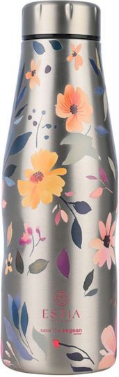 Estia Travel Flask Save the Aegean Flasche Thermosflasche Rostfreier Stahl BPA Frei 500ml Silver Botanic
