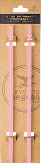 Estia Straw Tumbler XL Straw for Thermos 1200ml made of Plastic Blossom Rose 2τμχ Pink