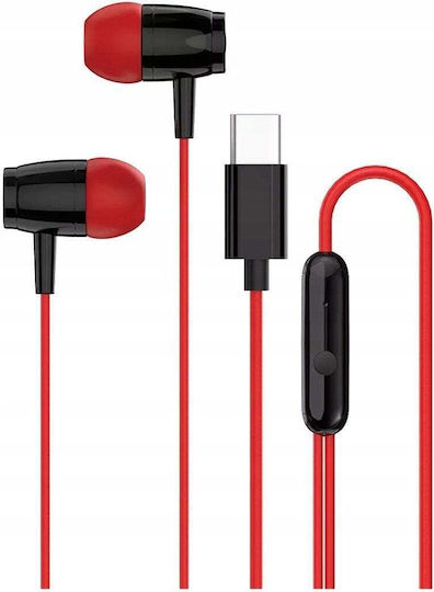 Canyon CNS-CEP5R In-ear Handsfree Ακουστικά με Βύσμα USB-C Κόκκινο