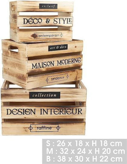 Decorative Wooden Crates Set of 3 26x18x18 32x24x20 38x30x22 Cm Urban Living 53410