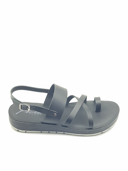 Sandale Casual Damă Flatforme Din Piele Negre