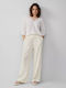 Damen Leinen Hose Ecru