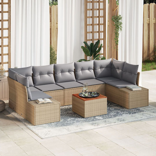 Garten- und Outdoor-Möbelsets Typsatz Wohnbereich 7 Stück Beige mit Kissen
