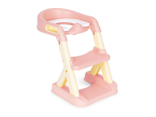 Ecotoys Pink Toddler Toilet Seat with Footrest Handles and Removable Cushion
