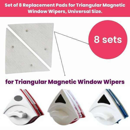 Set 8 Rezerve Lavetă Magnetică Triunghiulară Mercaton Dimensiune Universală Compatibilă cu Majoritatea Sistemelor de Curățare Magnetice Ușor de Schimbat Curățare Eficientă și Rapidă Compatibilă cu Grosimi de Sticlă Între 3-15 mm Culoare Albă