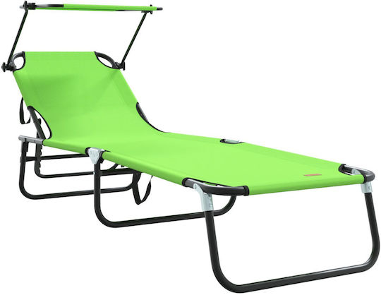 Folding Sunbed with Canopy Green 600d Oxford Fabric